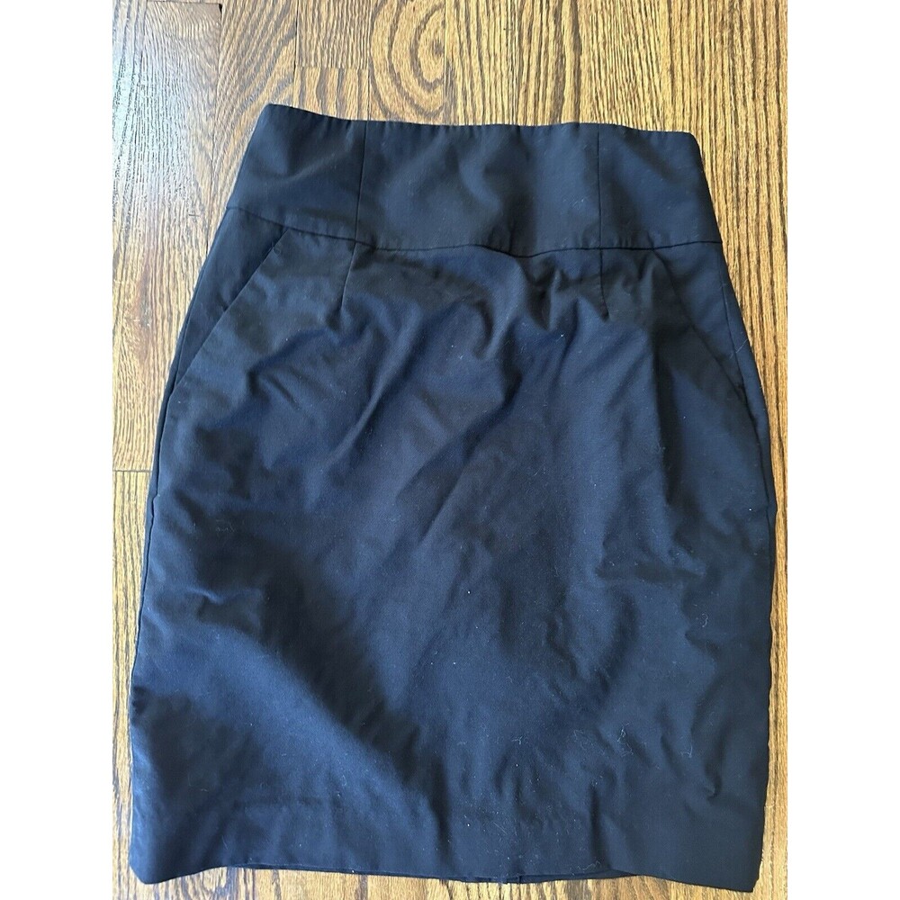 Banana Republic Women's Skirt Size 4 Black Zip Closure Lined Wool Blend Stretch